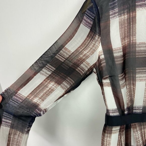 Jack BB Dakota Revolve Brown Cahill Plaid Dress Size Small Long Sleeves Mini NEW - Picture 8 of 16